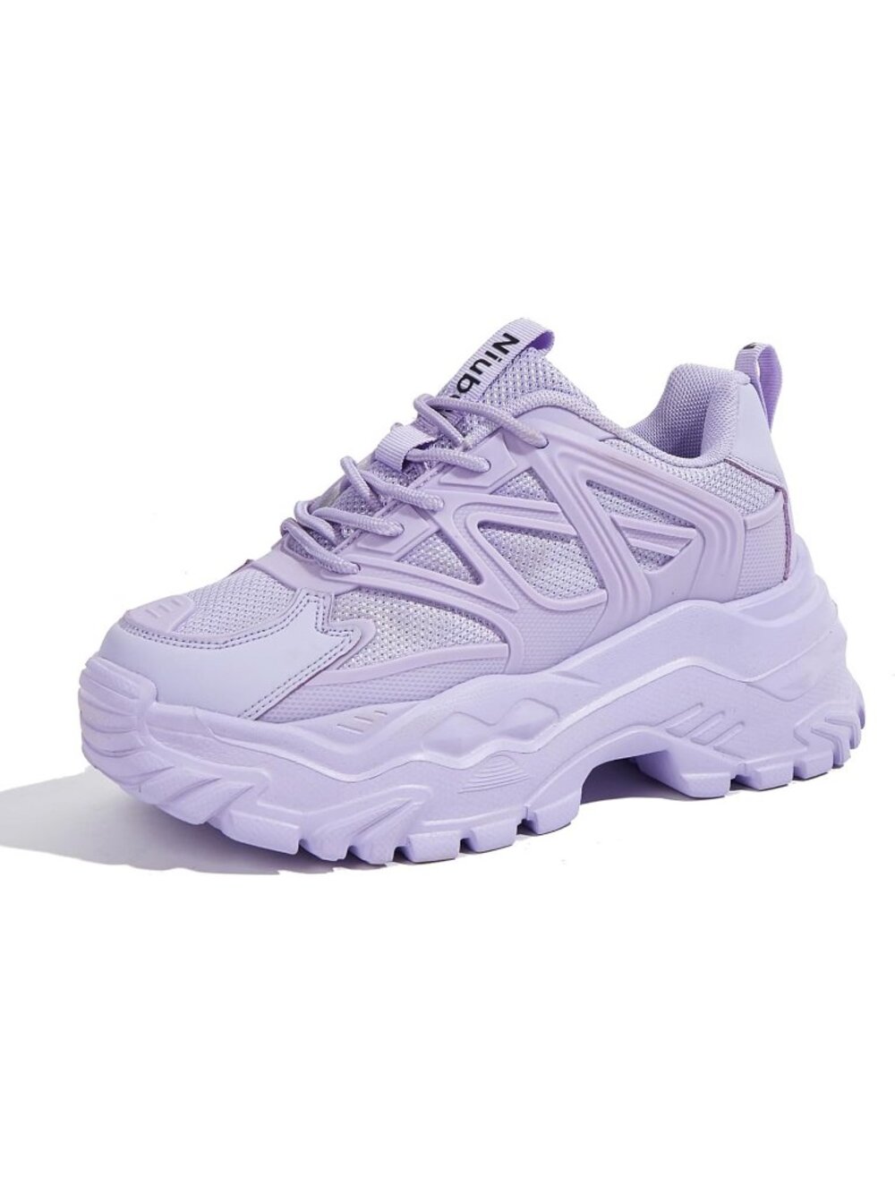 Women's Purple Comfortable Chunky Lace Up Fashion Walking Platform Sneakers